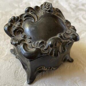 Vintage Silver Victorian Trinket Ring Box Jewelry Art Nouveau Jennings Brother